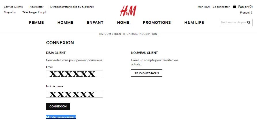 se connecter compte H&M en ligne
